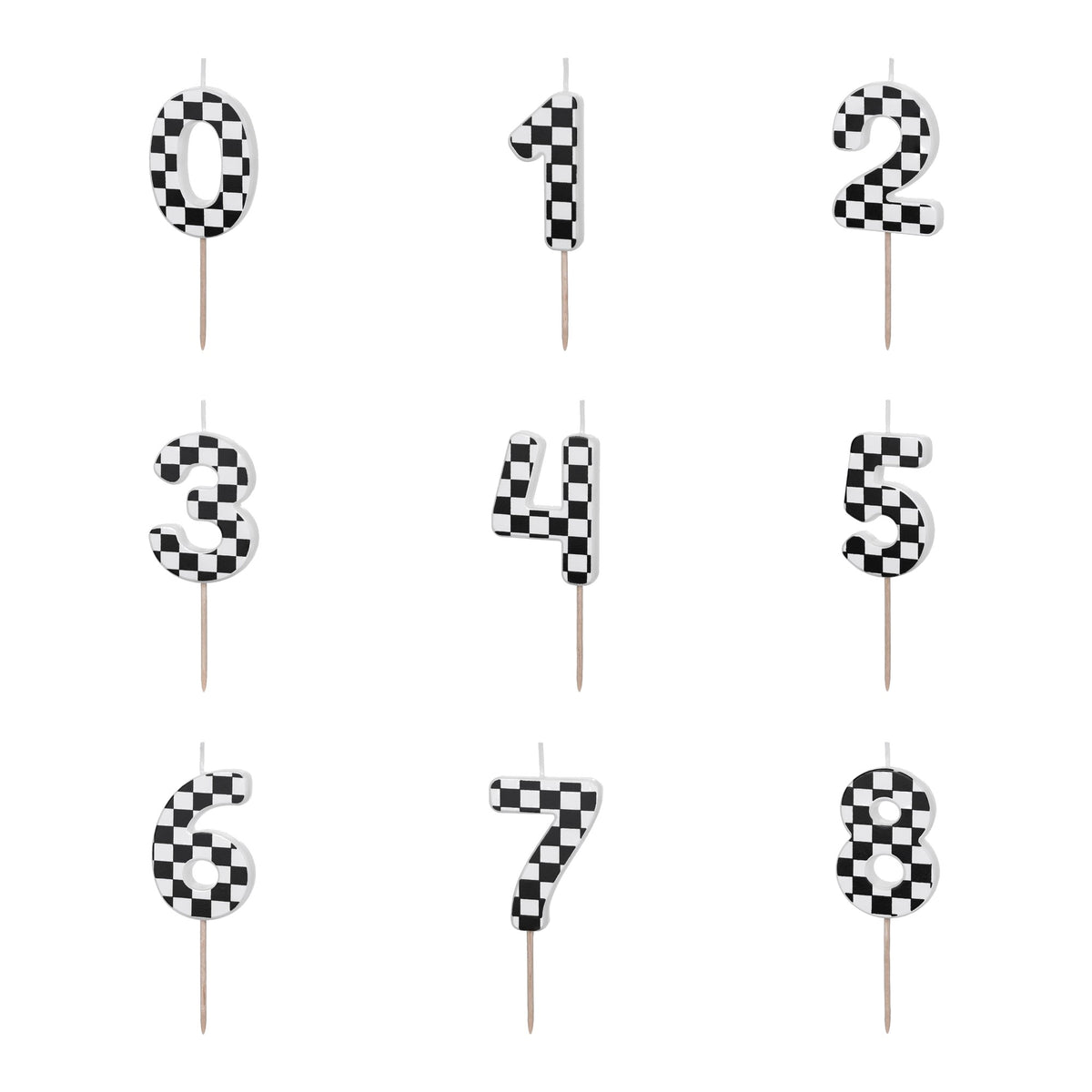 Bougies chiffres damier de 0 à 8 (5.5cm)