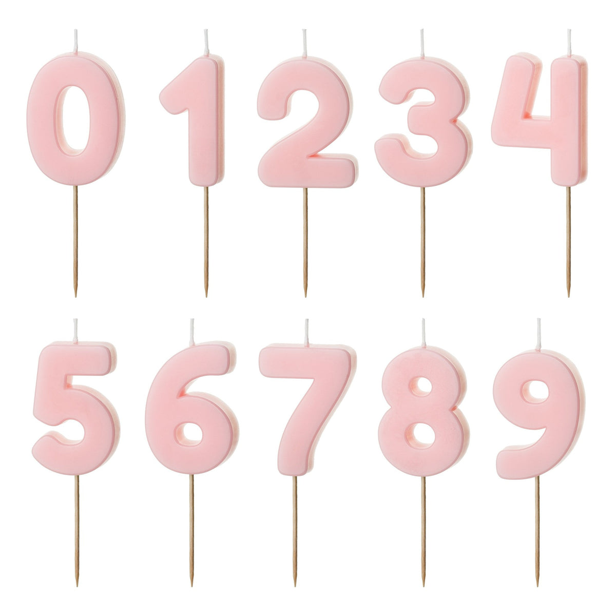Bougies chiffres rose clair de 0 à 9 (5.5cm)