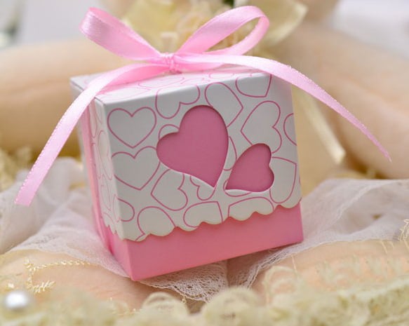 Boite à dragées rose "Lovely" (10pcs)