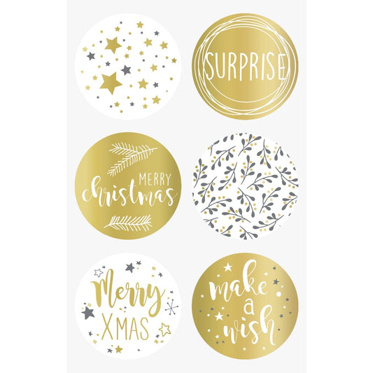 Autocollants - Merry Xmas doré (24pcs)