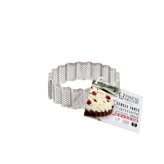 Patisdecor Cercle à tarte cannelé perforé (Ø 8 cm)