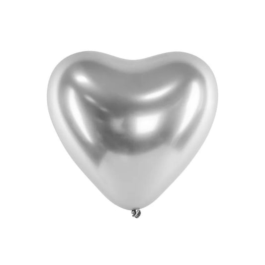 Ballons Coeur Argenté Nacré 30cm