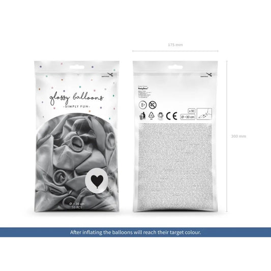 Ballons Coeur Argenté Nacré 30cm