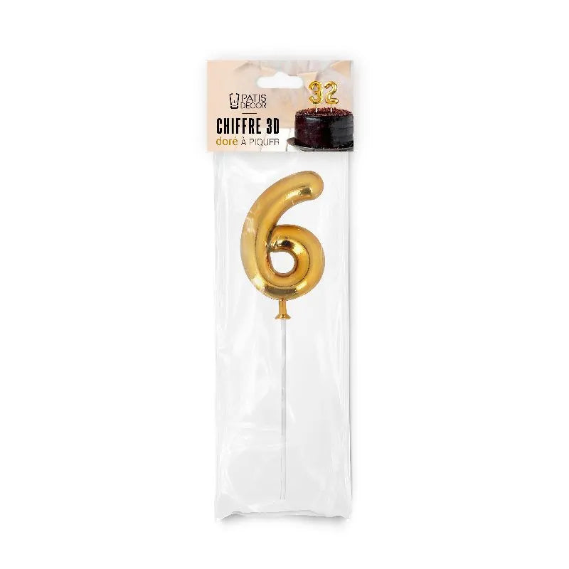 Chiffre 6 3D doré à piquer