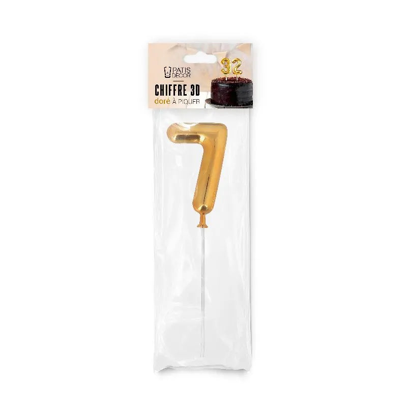 Chiffre 7 3D doré à piquer