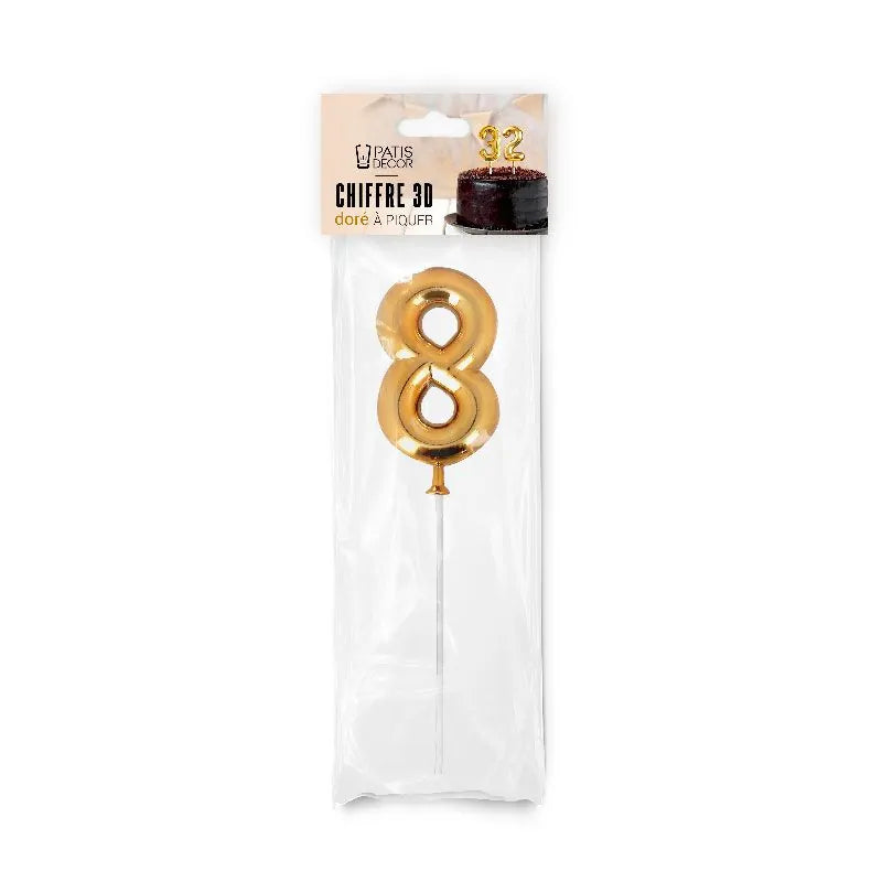 Chiffre 8 3D doré à piquer
