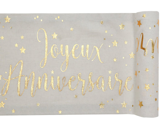Chemin de table "Joyeux Anniversaire" Or (3m)