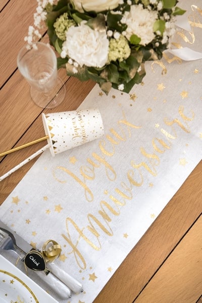 Chemin de table "Joyeux Anniversaire" Or (3m)
