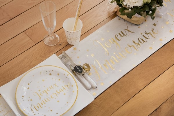 Chemin de table "Joyeux Anniversaire" Or (3m)