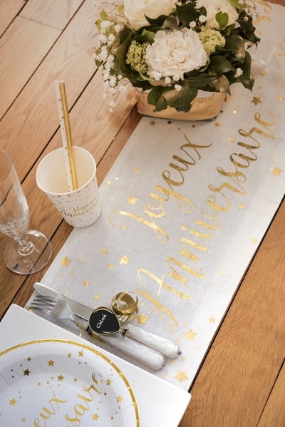 Chemin de table "Joyeux Anniversaire" Rosegold (3m)