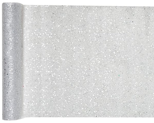 Chemin de table en Tulle Pailleté - Argent (5m)