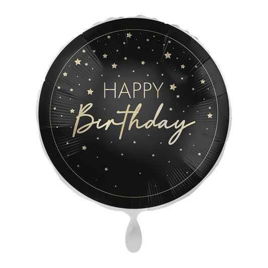 Ballon Alu - Happy Birthday Noir/or