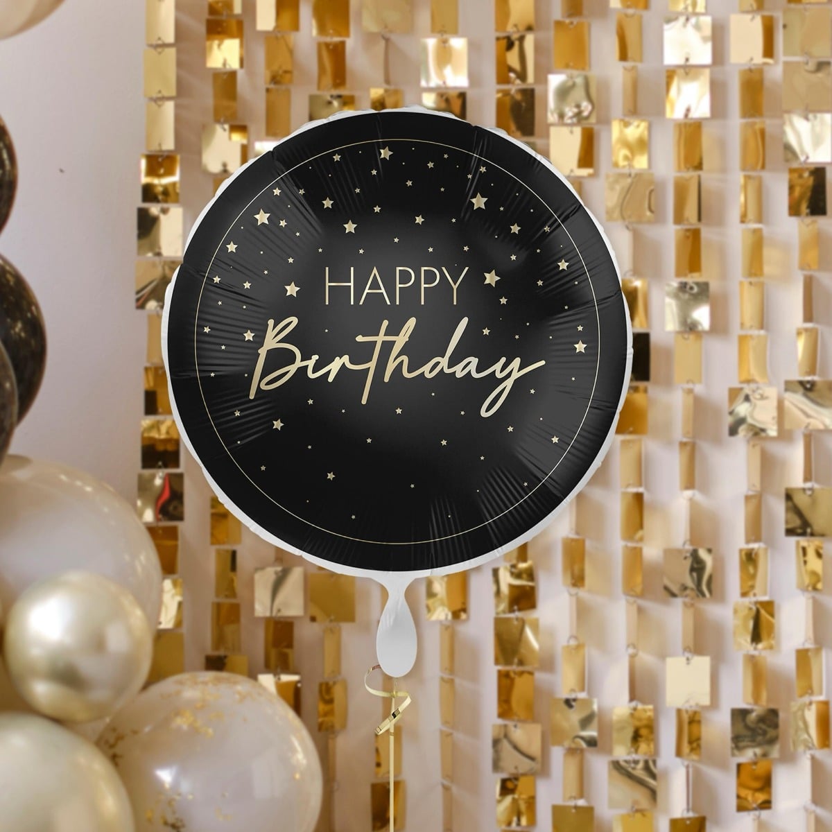 Ballon Alu - Happy Birthday Noir/or
