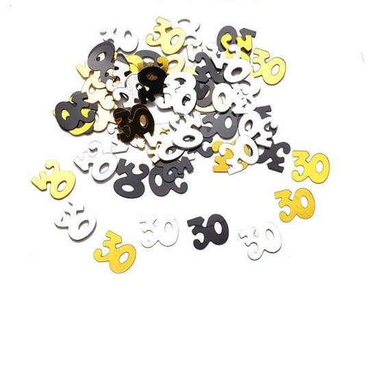 Confettis Age "30" - Noir, Or & Argent (100 pcs)