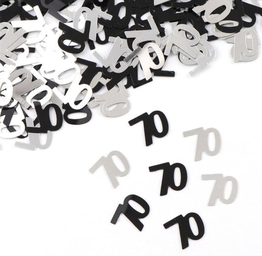 Confettis Age "70" - Noir & Argent (100 pcs)