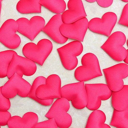 Confettis Coeurs en tissu - Fuchsia (50 pièces)