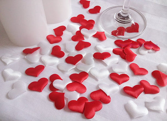 Confettis Coeurs en tissu - Rouge (50 pièces)