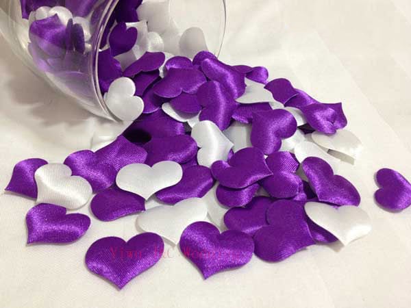 Confettis Coeurs en tissu - Blanc (50 pièces)