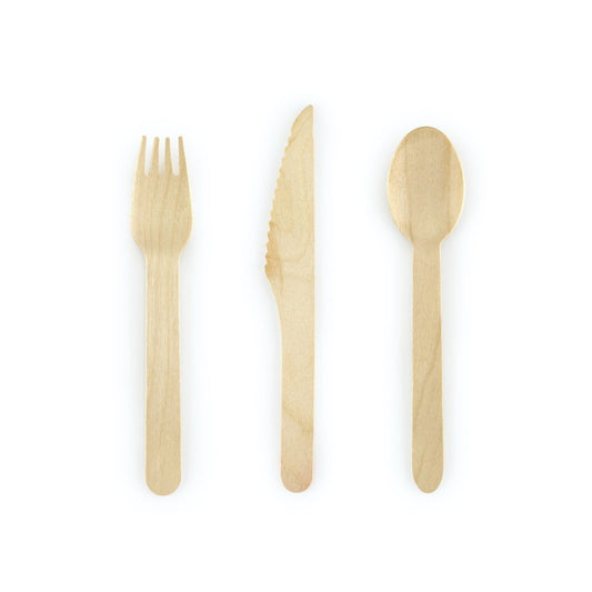 Couverts en bois - Naturel (18pcs)