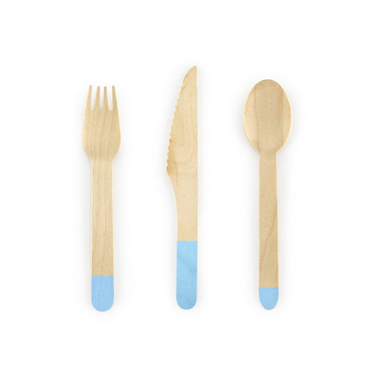 Couverts en bois - Ton Bleu (18pcs)