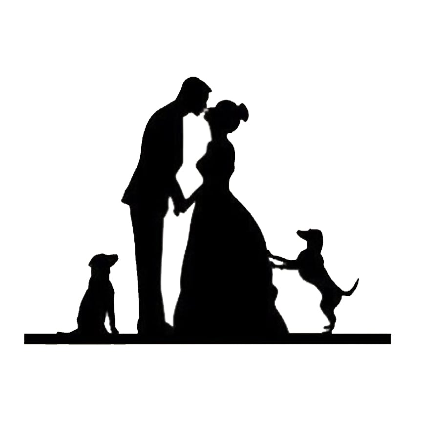 Figurine "Mariés et 2 Chiens"