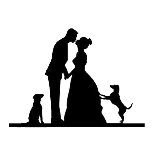 Figurine "Mariés et 2 Chiens"