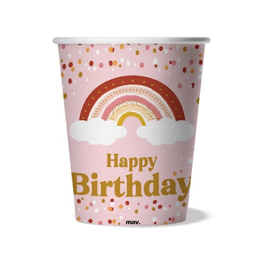 Gobelets Happy Birthday Arc-en-ciel (8pcs)