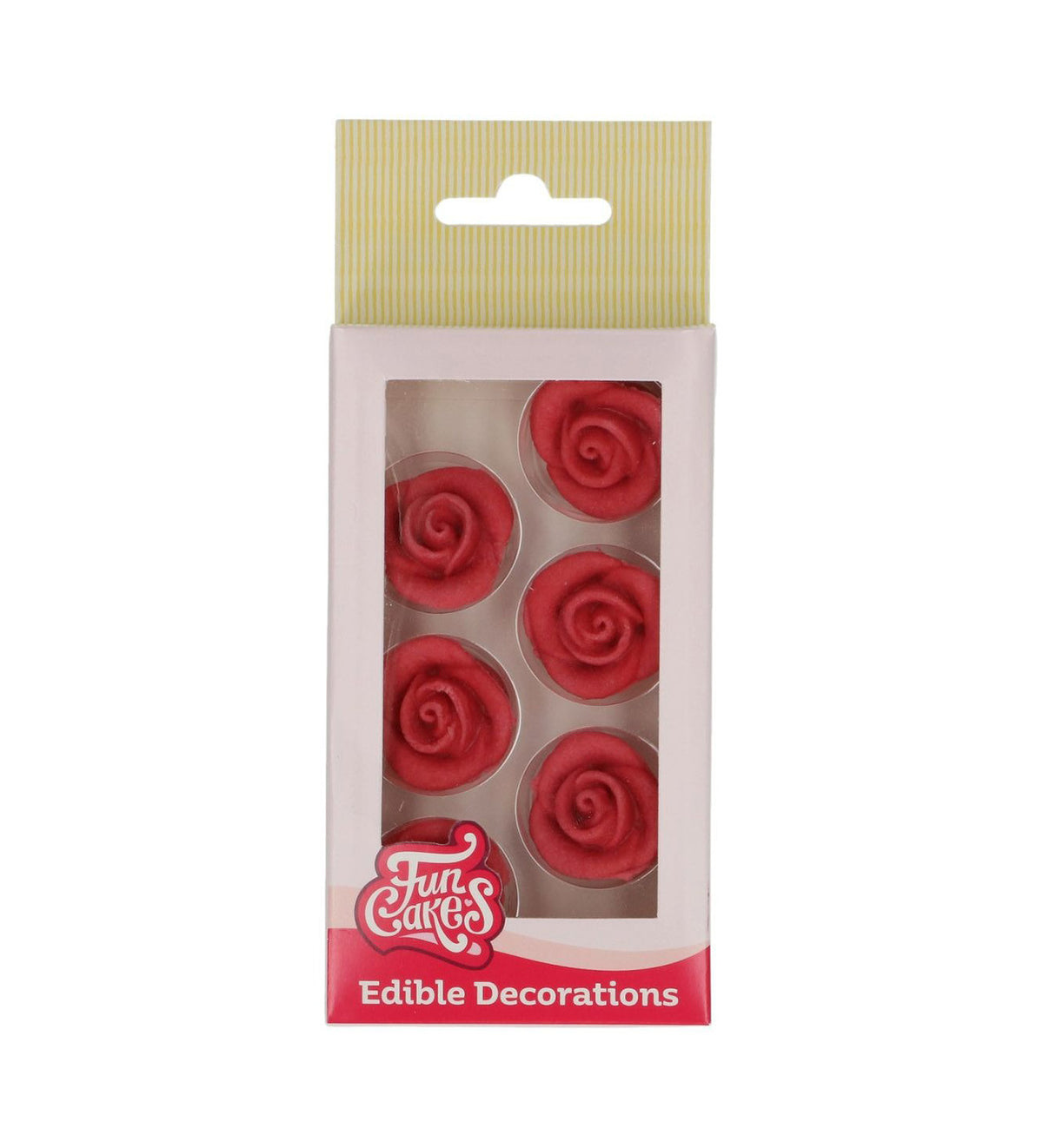 FunCakes Décorations en pâte à sucre roses rouges (6 pièces)