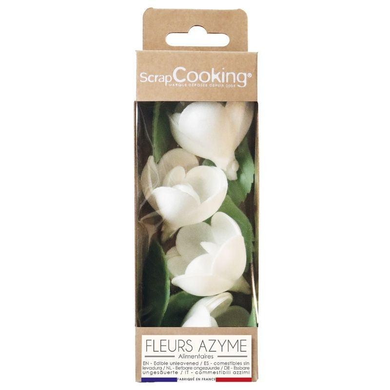 ScrapCooking Roses blanches et feuilles vertes en azyme (4 + 6 pièces)