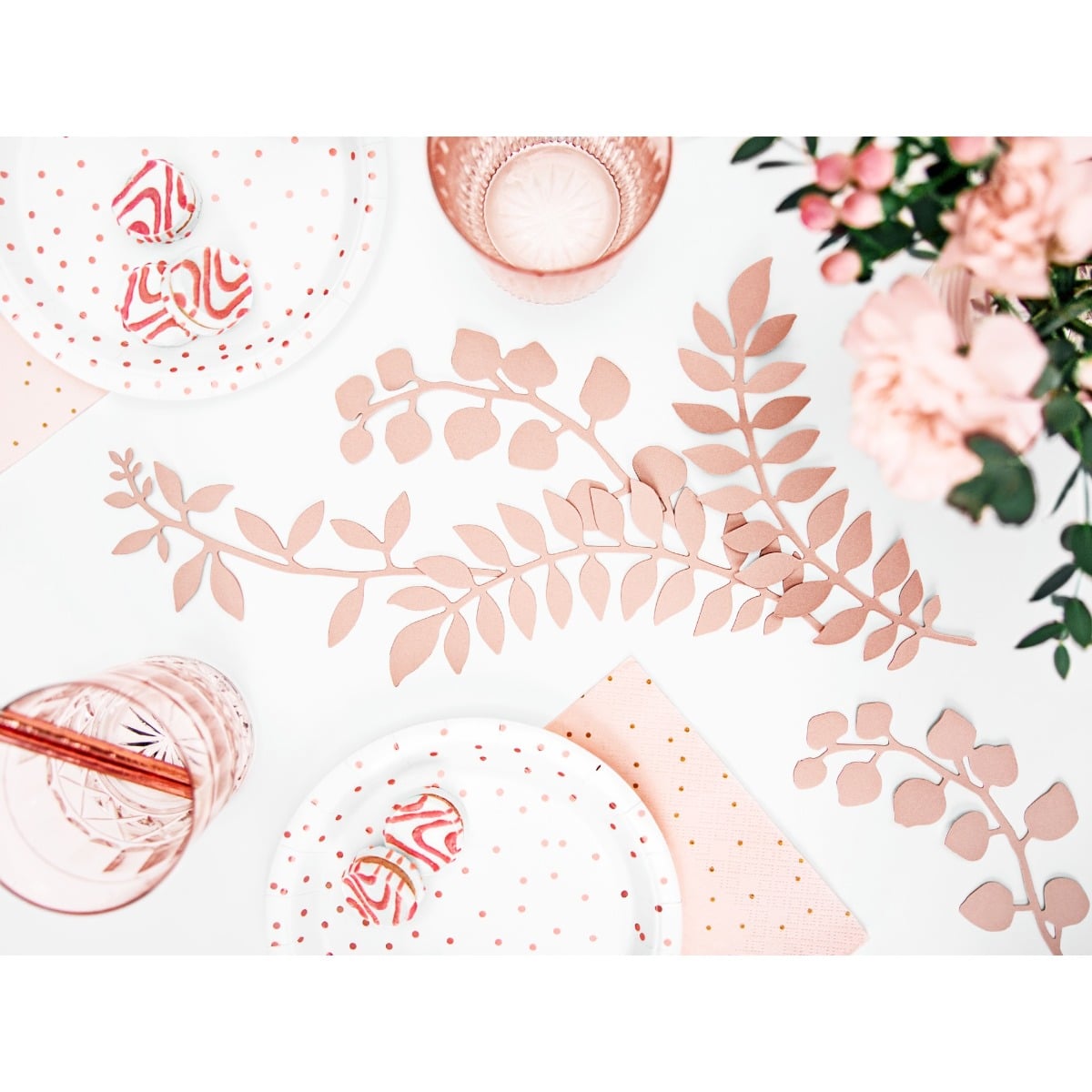 Feuillages en papier Rose (9pcs)