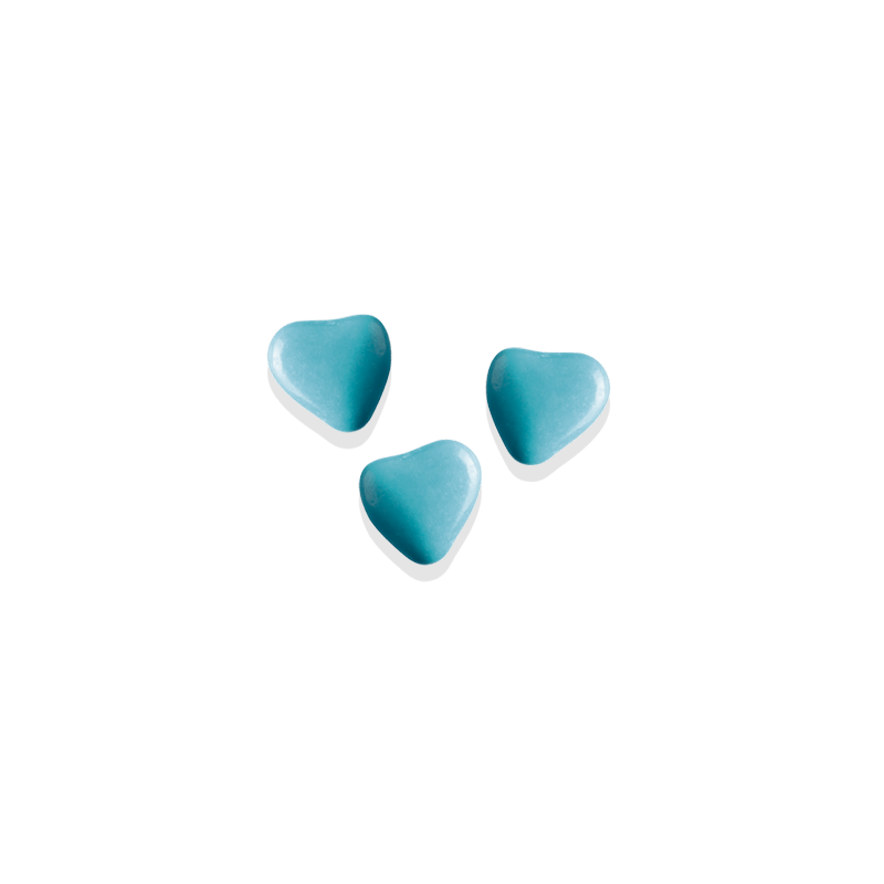 Dragées Chocolat Mini-coeurs Turquoise (250g)