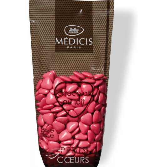 Dragées Chocolat Mini-coeurs Fuchsia (250g)