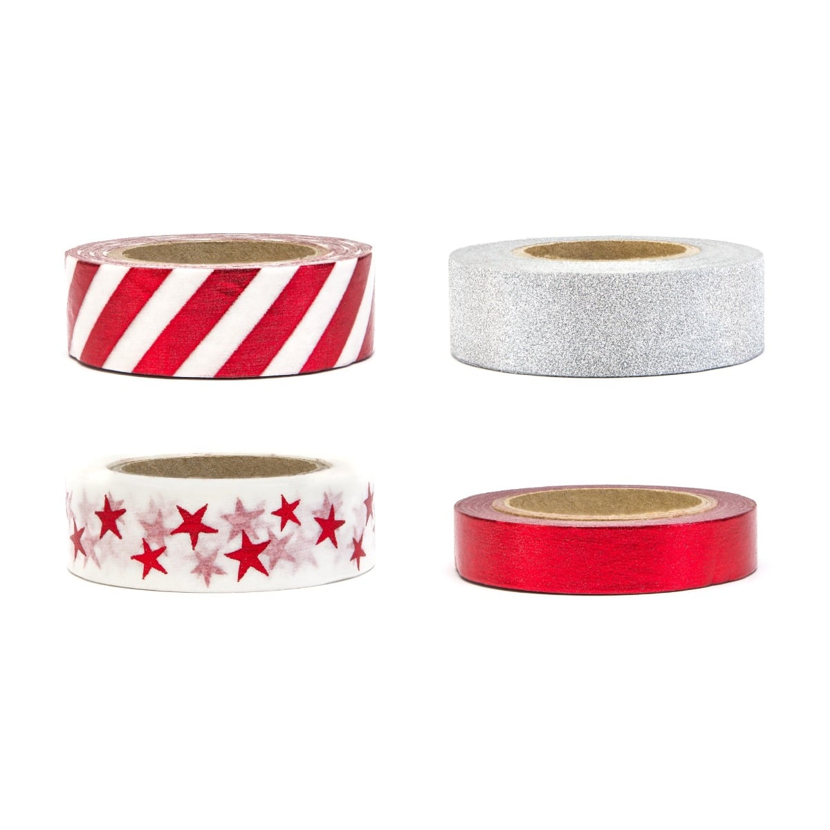 Rubans adhésif décoratif - Rouge et blanc (4pcs)