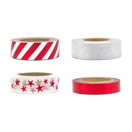 Rubans adhésif décoratif - Rouge et blanc (4pcs)