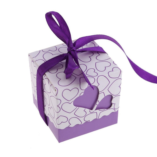 Boite à dragées violette "Lovely" (10pcs)