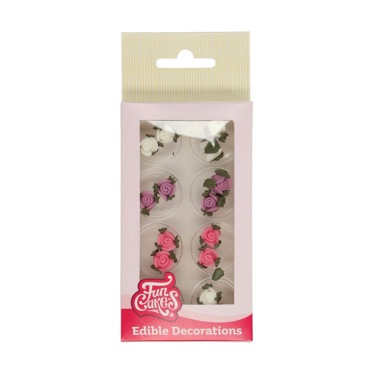 Décorations en sucre - Roses et feuilles - Rose (16pcs)