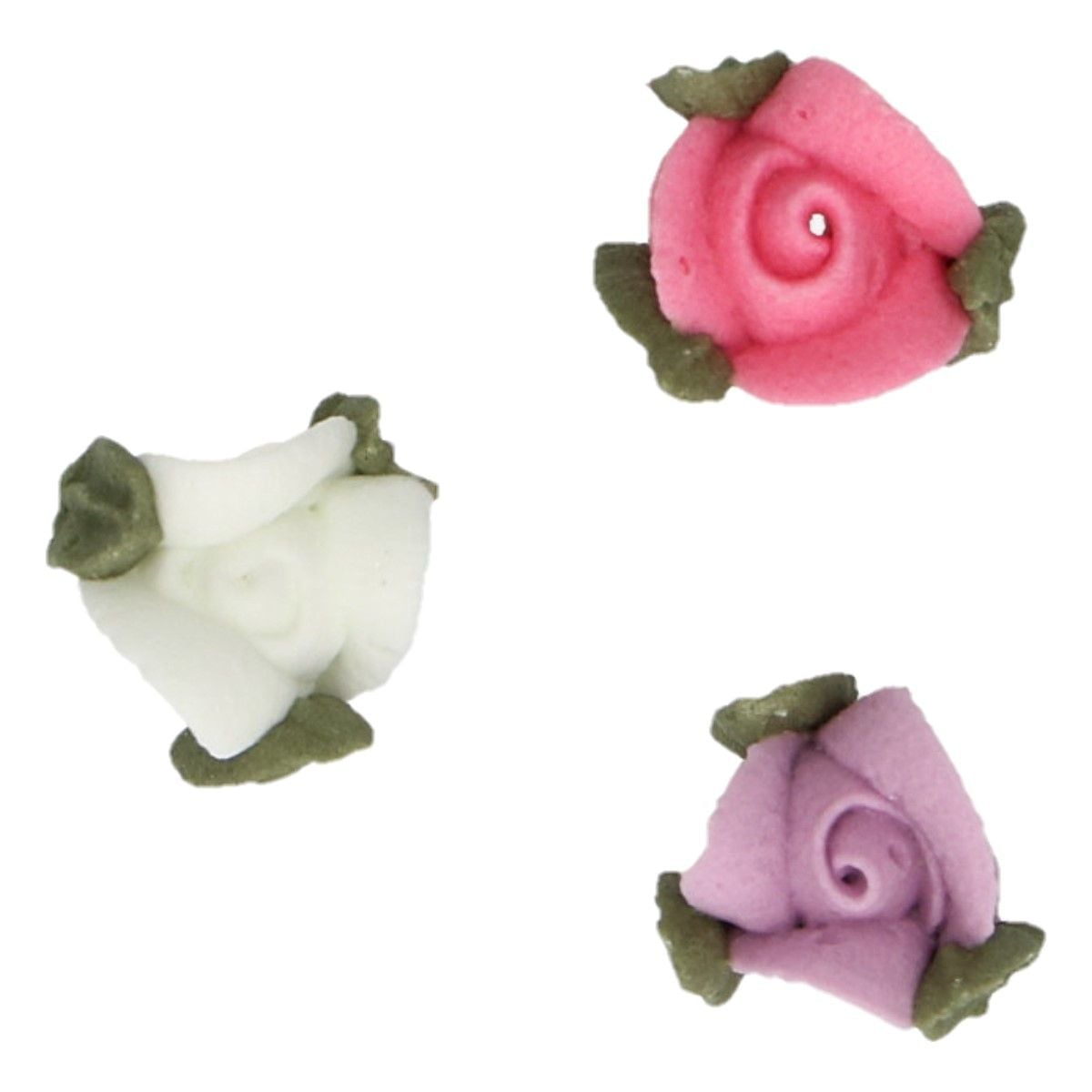 Décorations en sucre - Roses et feuilles - Rose (16pcs)