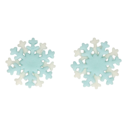 Décorations en sucre - Flocons de neige Bleu (12pcs)