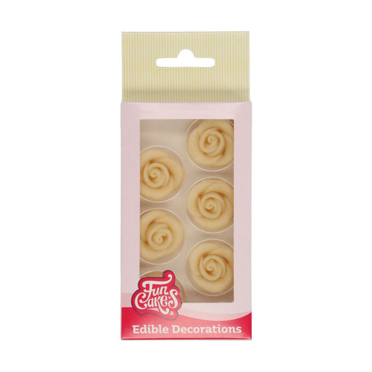 Roses en pâte d'amandes - Blanches (6pcs)