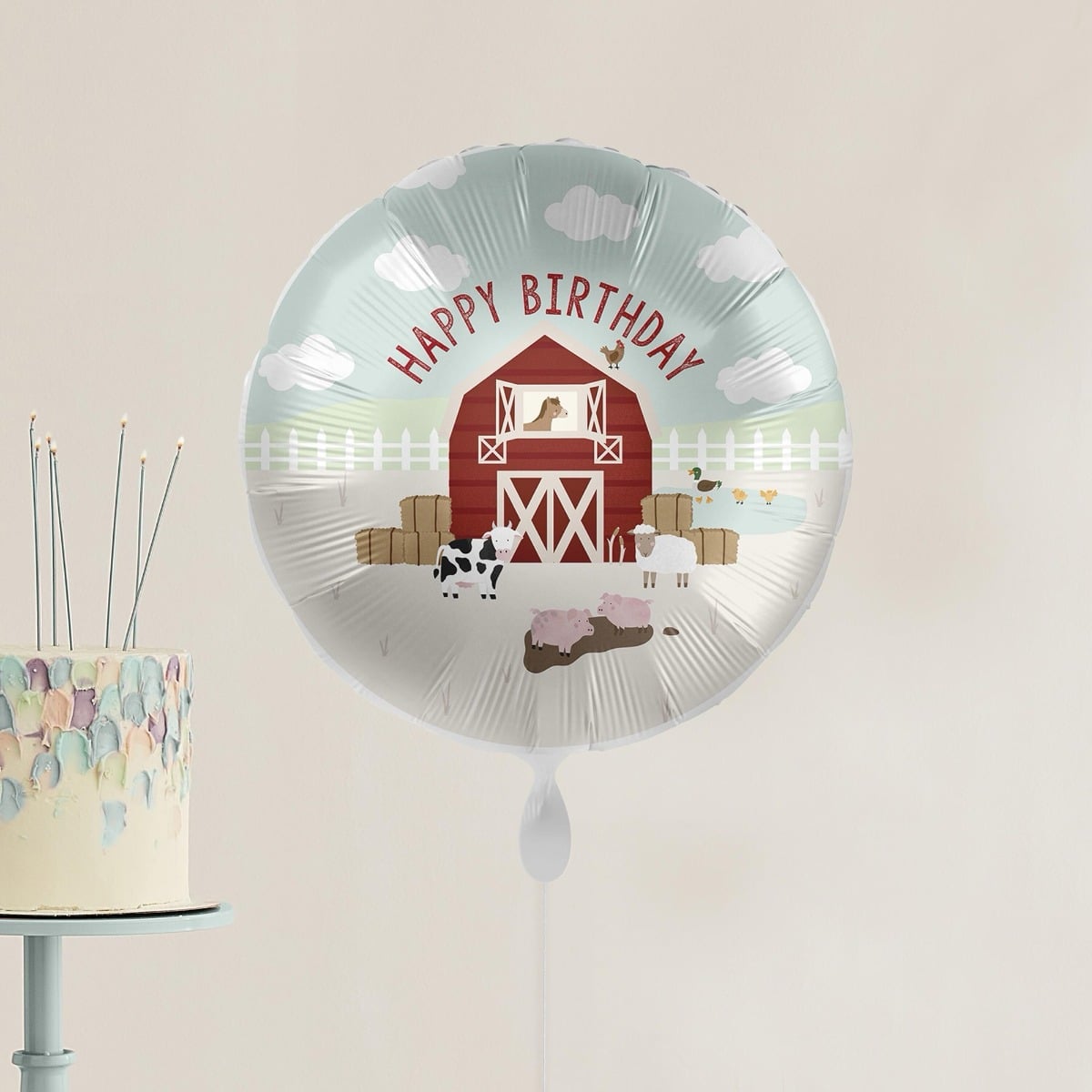 Ballon Alu - Happy Birthday Ferme