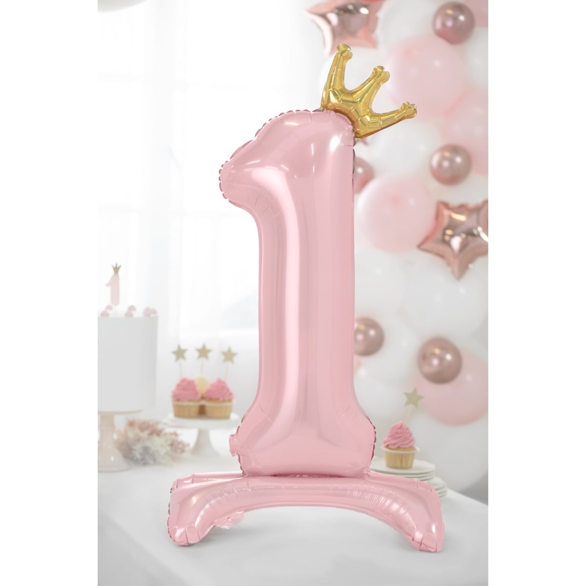 Ballon Chiffre sur pied - Rose