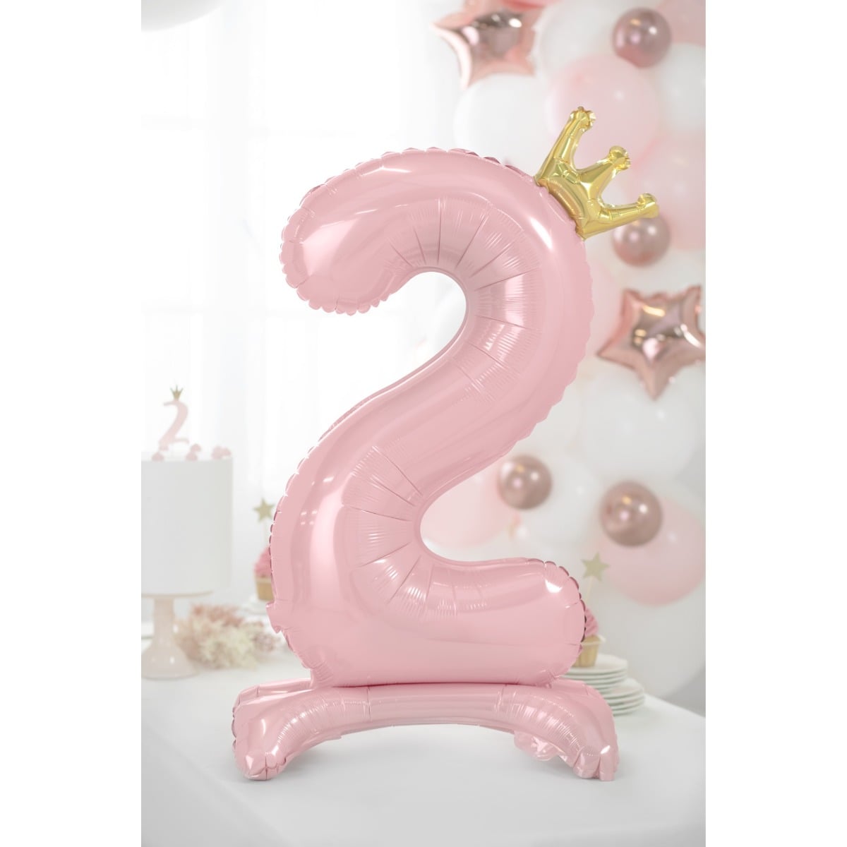 Ballon Chiffre sur pied - Rose
