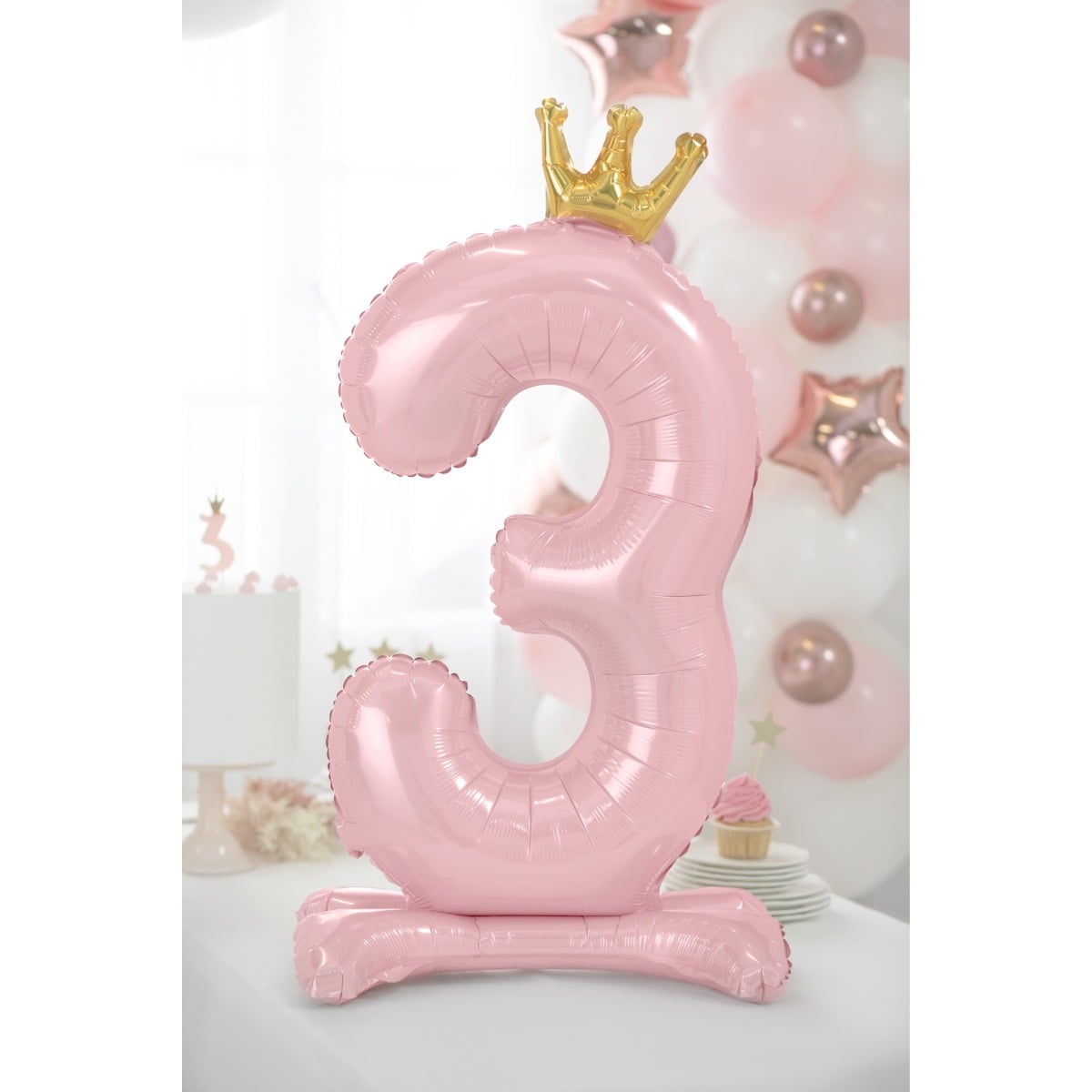Ballon Chiffre sur pied - Rose