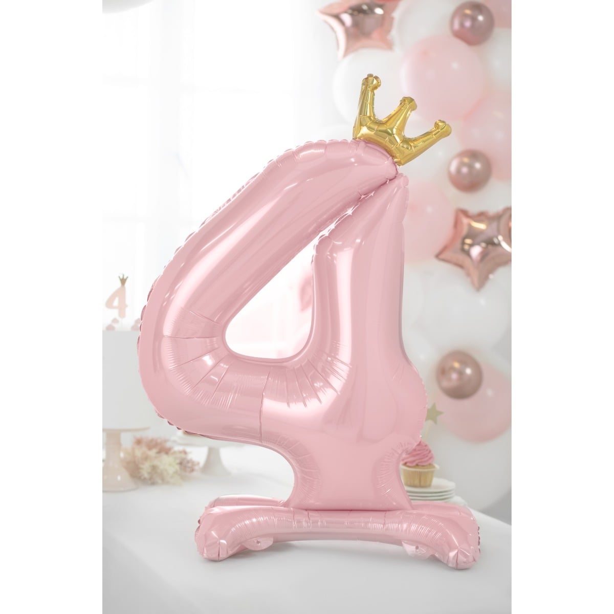 Ballon Chiffre sur pied - Rose