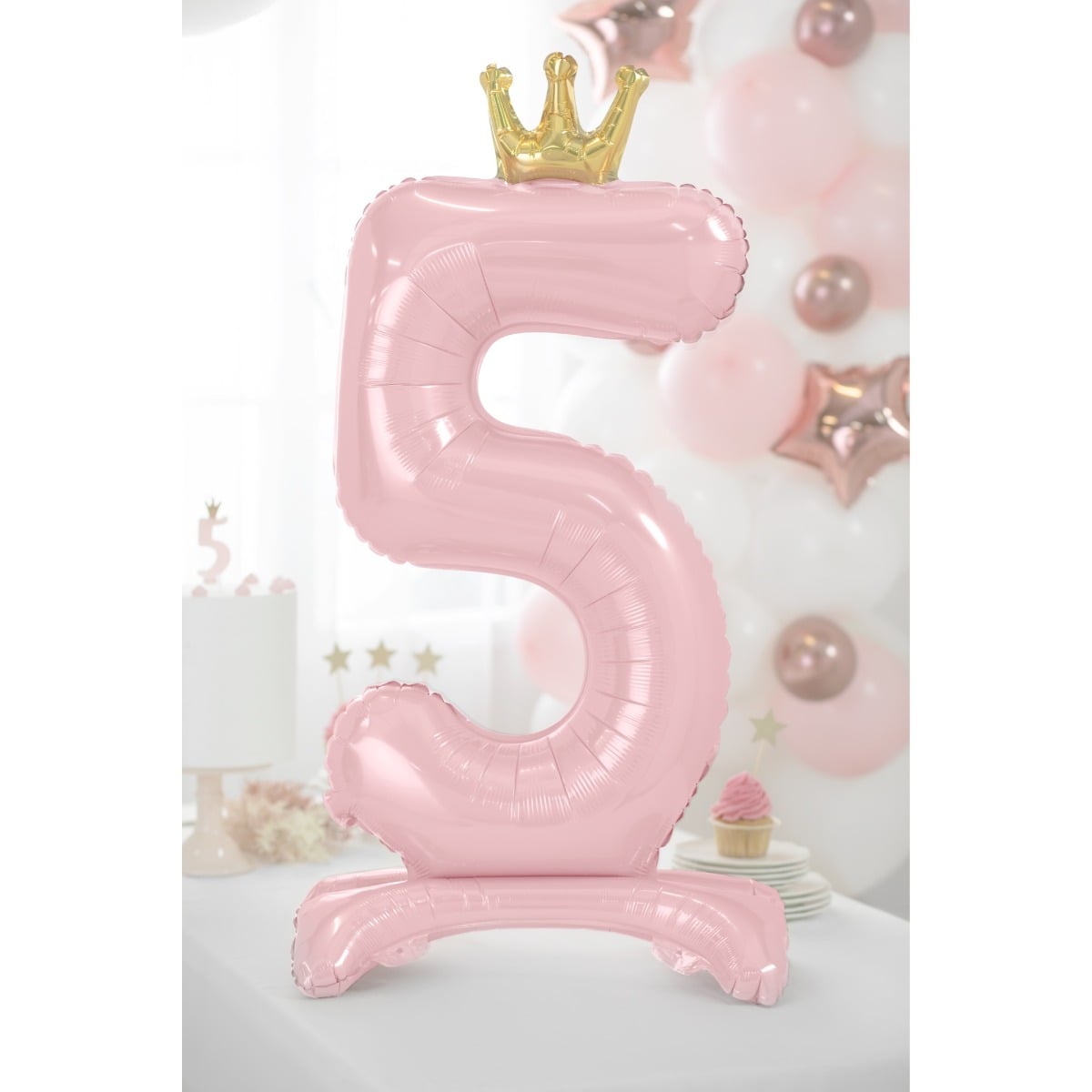 Ballon Chiffre sur pied - Rose