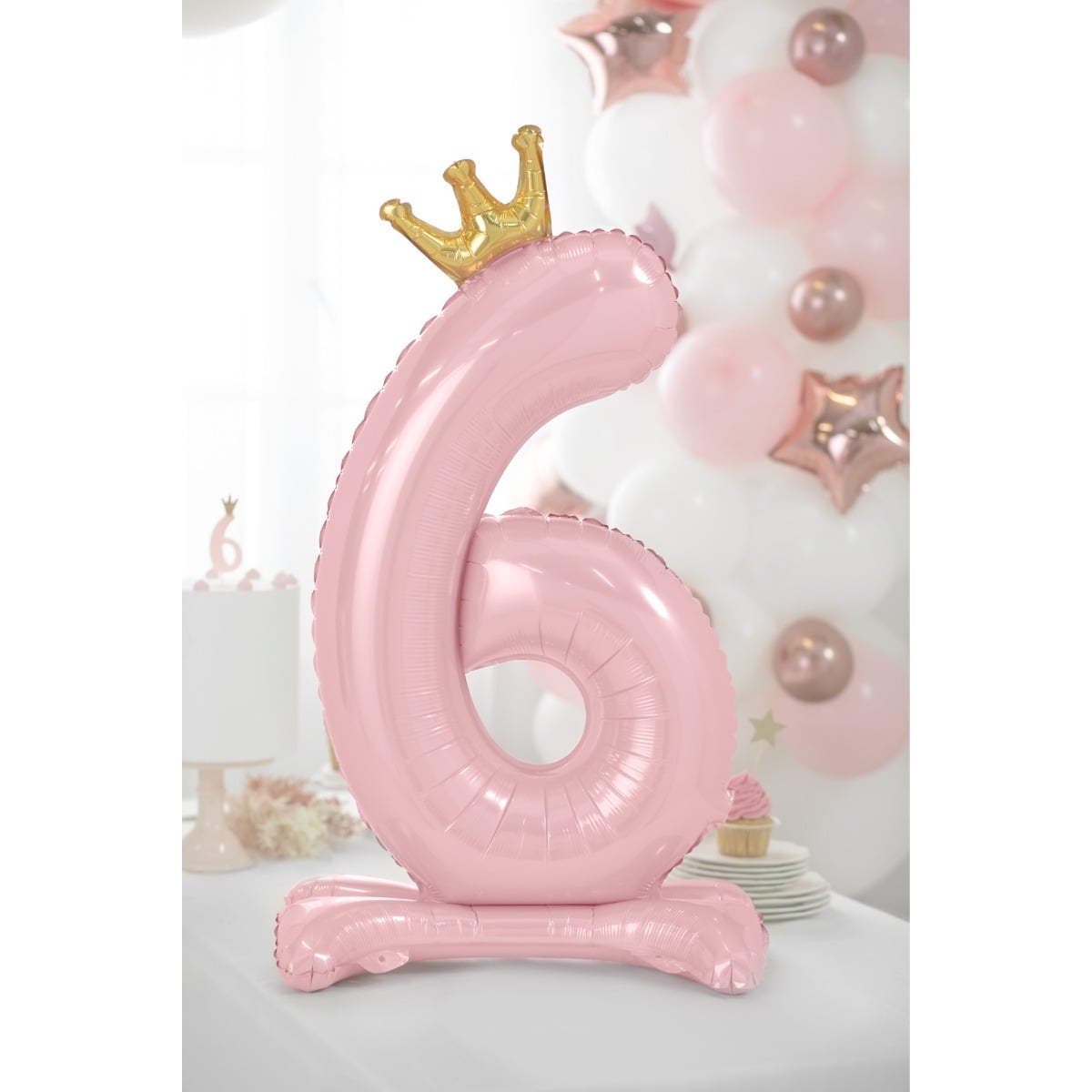 Ballon Chiffre sur pied - Rose