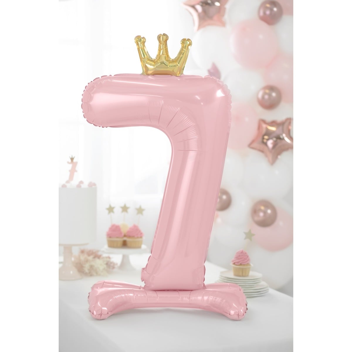 Ballon Chiffre sur pied - Rose