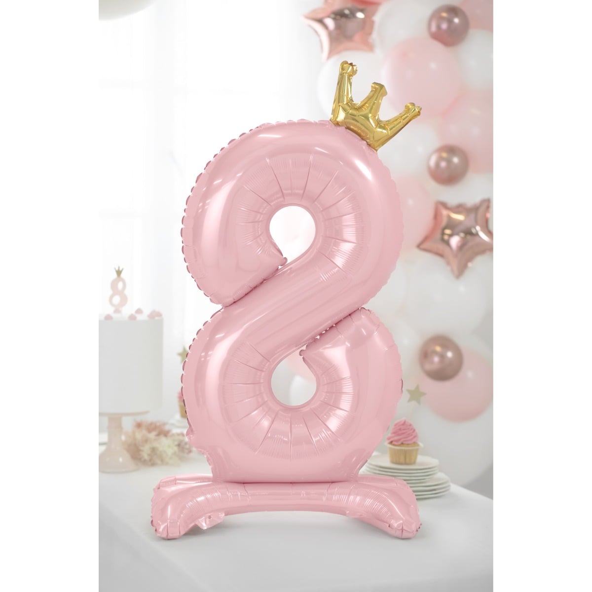 Ballon Chiffre sur pied - Rose