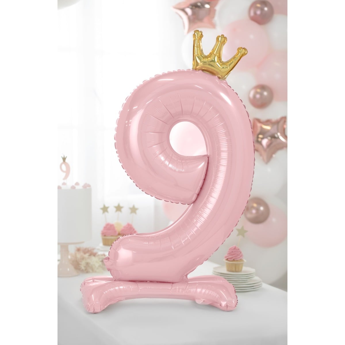 Ballon Chiffre sur pied - Rose