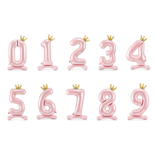 Ballon Chiffre sur pied - Rose